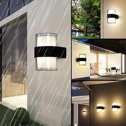 Miniatura 5 de Luces de pared para exteriores, 10W 6000K blanco frío impermeable IP65 aluminio  Luz de pared LED para exteriores e interiores, luz de porche de