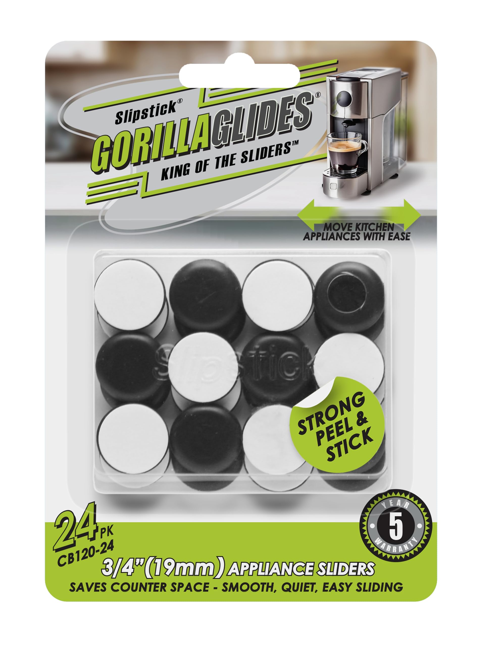 Deslizadores autoadhesivos para electrodomésticos de cocina Slipstick GorillaGlides 24x19mm