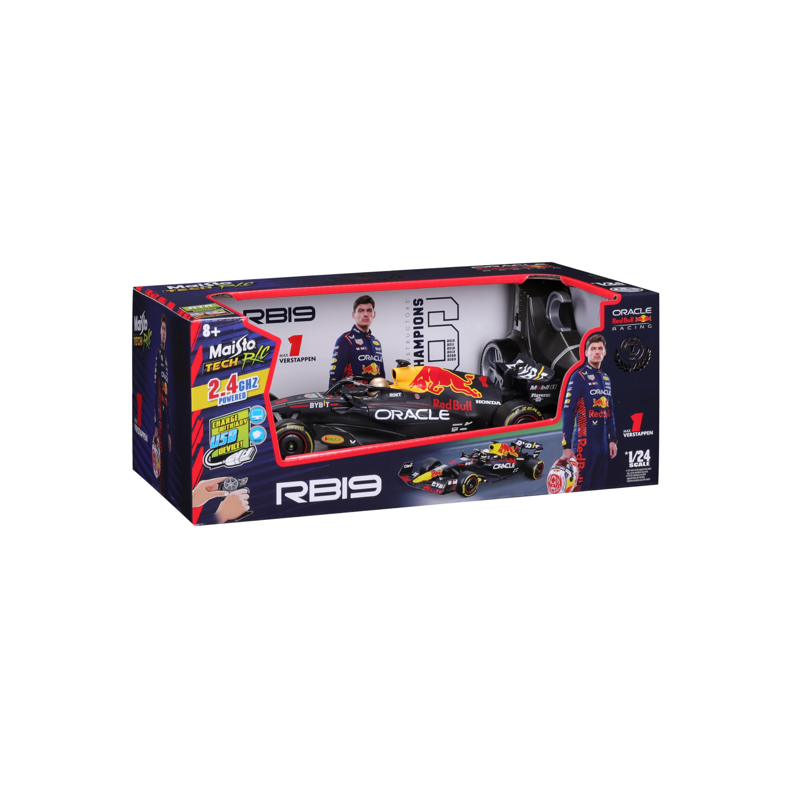 Maisto - 1/24 Premium RC 1 2,4GHZ Oracle Red Bull Racing RB 19#Verstappen - Sterowany radiowo w skali 2,4 Ghz - 1/24