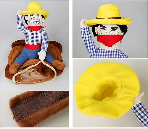 Miniatura 2 de NACOCO Disfraz con vaquero para perros, con muñeco de jinete con sombrero, disfraz de mascota para halloween