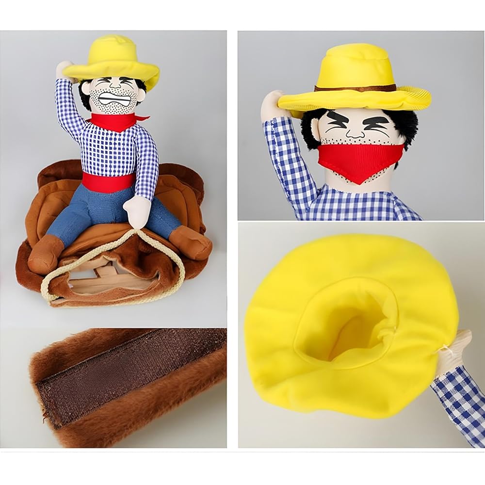 NACOCO Cowboy Rider Dog Costume with Adjustable Saddle & Hat for Halloween thumbnail 2