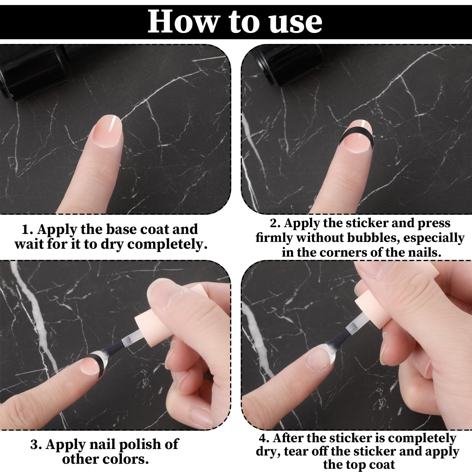 36 fogli per manicure francese, stencil per unghie autoadesive, timbri per unghie, guide francesi, per manicure, decorazione fai da te, 12 modelli