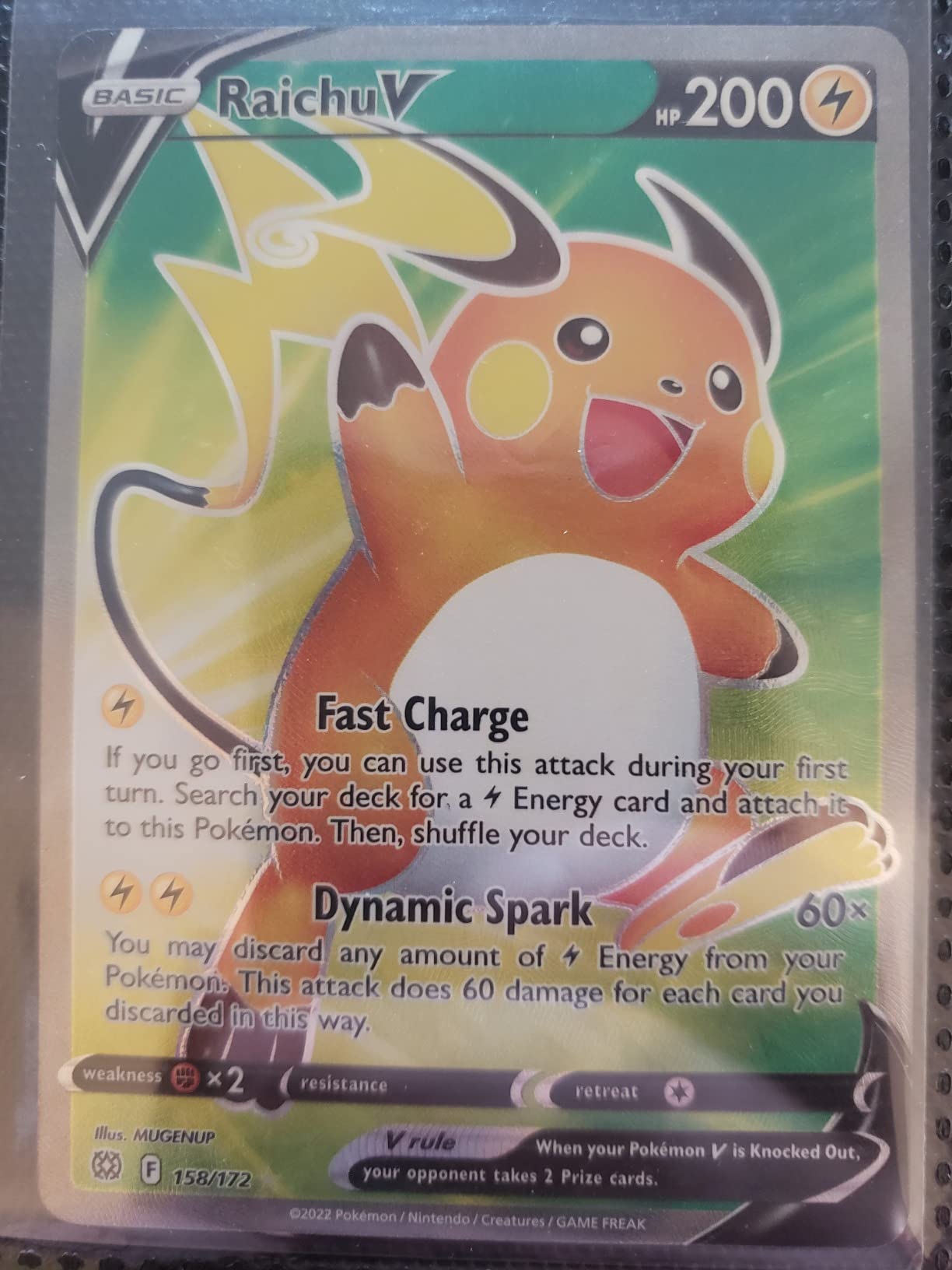 pokemon tcg brilliant stars 158 172 raichu v card Ultra Rare Full Art Holo 045/172 shuffle your deck. Pokemon RAICHU V 158/172 -