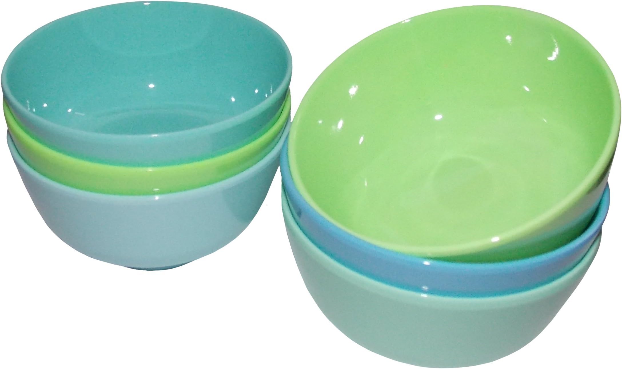 Rice Small Melamine Dip Bowls, Blue and Green, Set of 6