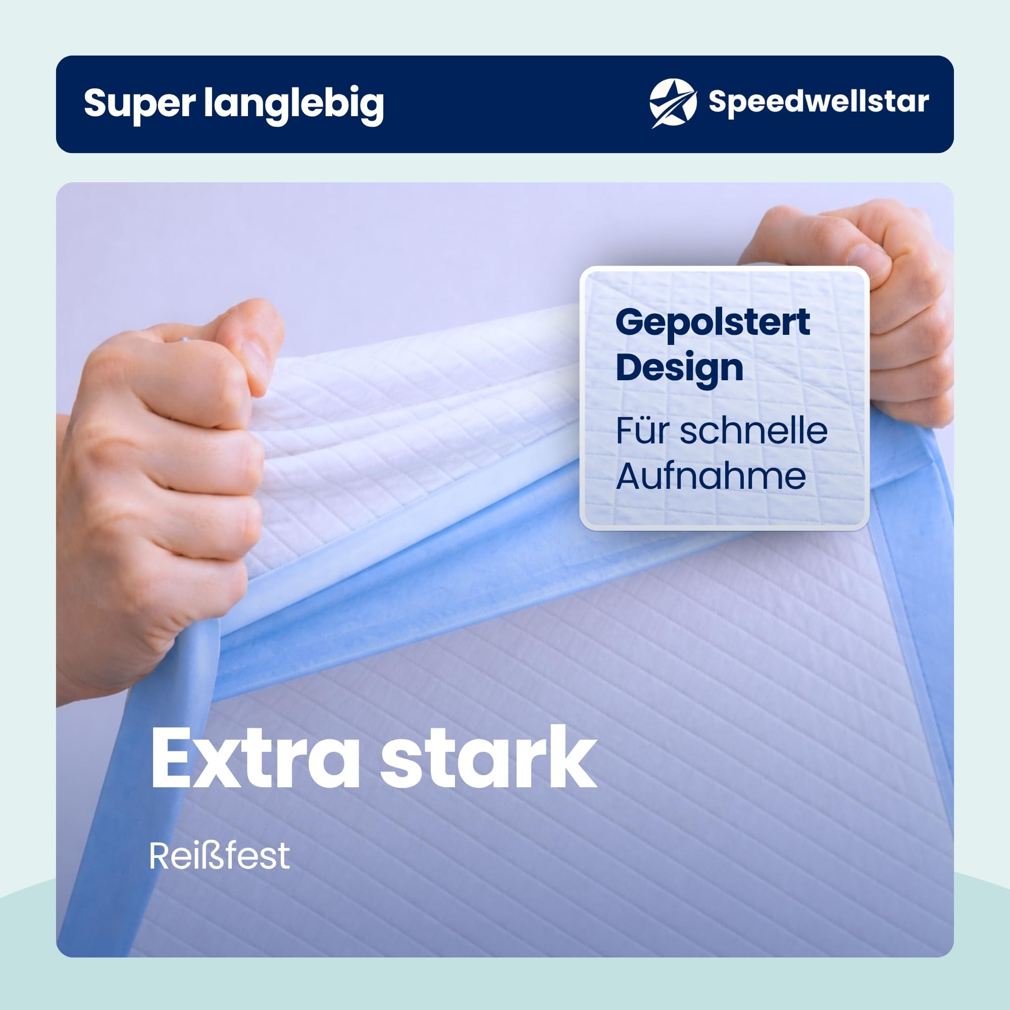 Inkontinenz-Bettenauflagen Wegwerfbar Extra Groß 150 x 80 cm | 20er-Pack | Super Absorbierend 2300 ml | Auslaufsicherer Wasserdichter Schutz für Einzel- oder Doppelbett | rutschfest Von Speedwellstar