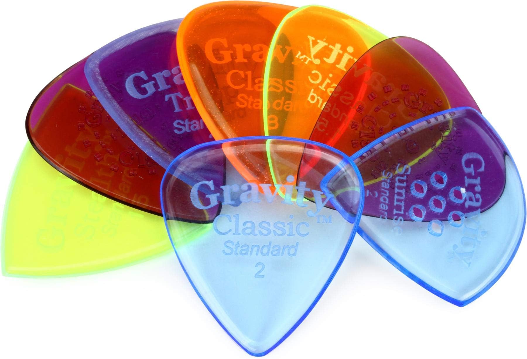 Gravity Picks Variety Pack - Thin Medium - Brighter, Louder, Faster - Made in the USA - Pack of 8