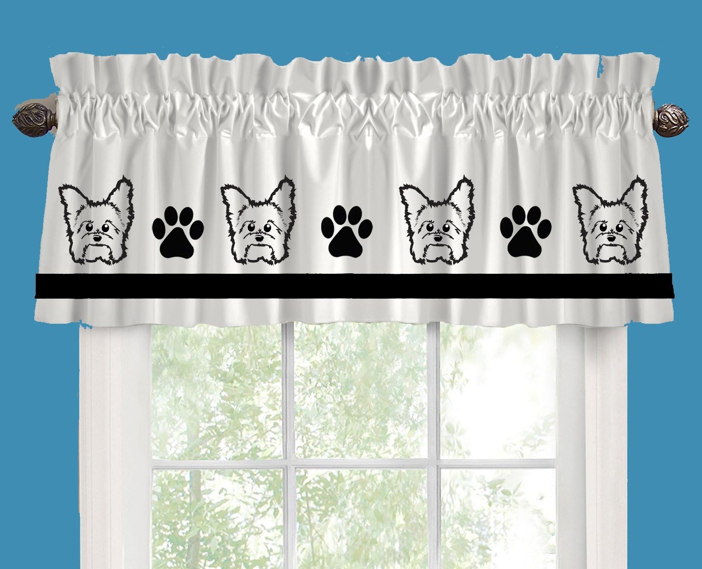 Yorkie Yorkshire Terrier Dog Cutie Face Window Valance/Window Treatment - In Your Choice of Colors - Custom Made