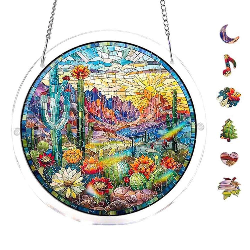 Acrylic Puzzles Suncatcher Window Hanging, Acrylic Puzzle for Adult, 83 Pieces Acrylics Jigsaw Puzzle Suncatcher, Colorful Flame Hummingbird Sun Catchers Window Hanging Panel (Style F) — view 27