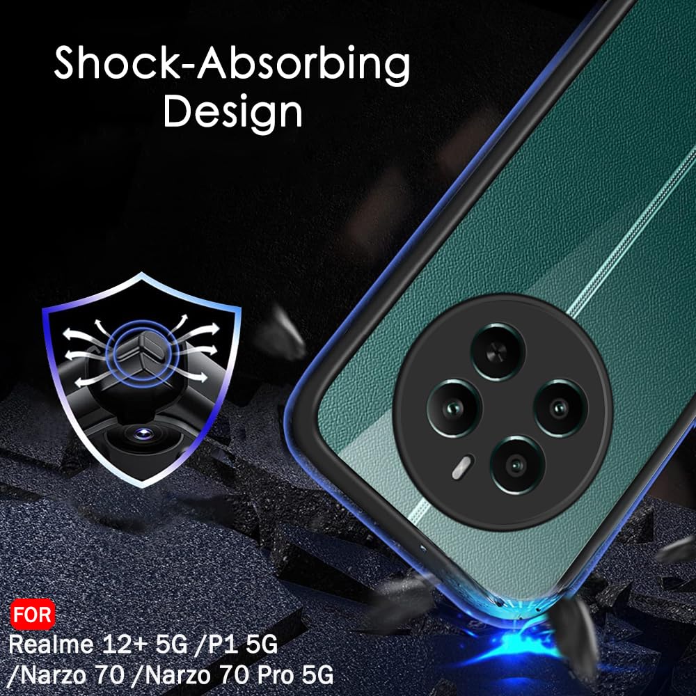 TheGiftKart Hybrid Sleek Armor Back Cover Case for Realme 12 Plus 5G / Realme P1 5G / Narzo 70 / Narzo 70 Pro 5G | 360° Protection | Crystal Clear Hard Back Transparent Cover (PC & TPU, Black Bumper) TheGiftKart Hybrid Sleek Armor Back Cover Case for Realme 12 Plus 5G / Realme P1 5G / Narzo 70 / Narzo 70 Pro 5G | 360° Protection | Crystal Clear Hard Back Transparent Cover (PC & TPU, Black Bumper)