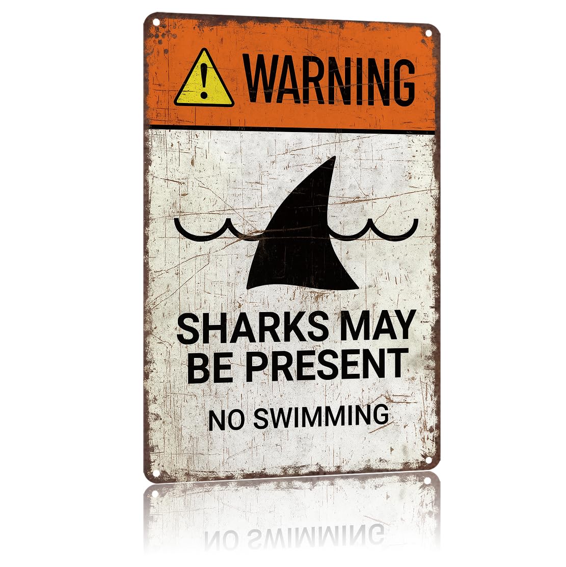 KWQDOZF Funny Metal Signs Poster 8x12inch Shark Warning Aluminum Sign Wall Art For Home Room Bedroom Office Decor