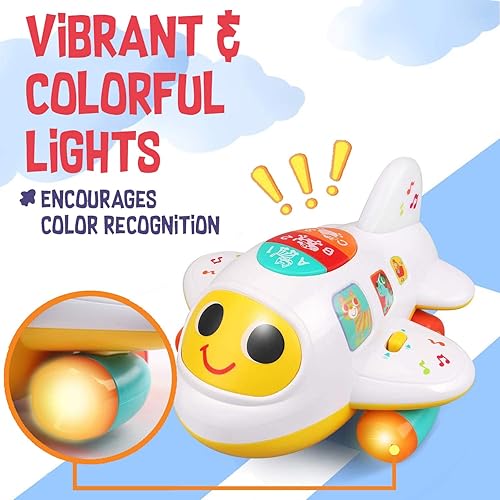 Miniatura 3 de My First Airplane - Juguete para niños pequeños y bebés, avión musical educativo temprano para aprender letras, números y colores, se ilumina, canta