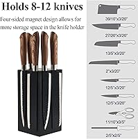 Vista 6 de Uniharpa Bloque magnético negro para cuchillos sin cuchillos, soporte magnético giratorio de 360°, soporte de cuchillo de gran capacidad