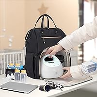 Vista 7 de Damero Mochila para extractor de leche con divisor interior, bolsa de bombeo con funda para laptop y múltiples bolsillos, se adapta a la mayoría