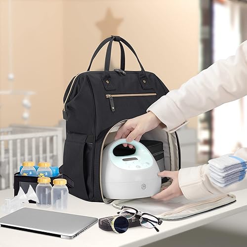 Miniatura 7 de Damero Mochila para extractor de leche con divisor interior, bolsa de bombeo con funda para laptop y múltiples bolsillos, se adapta a la mayoría de