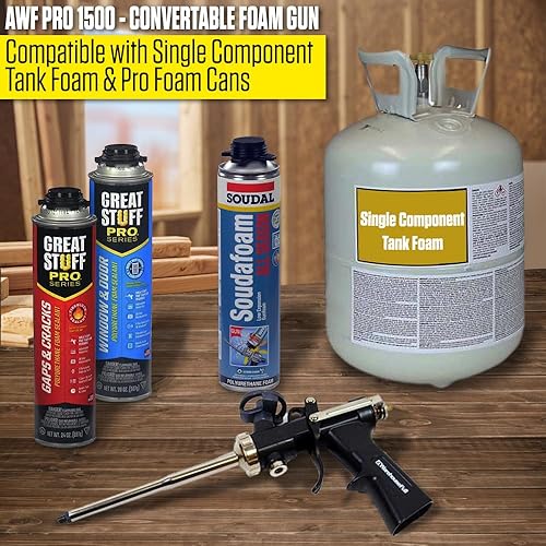 Miniatura 3 de AWF PRO - Pistola de espuma resistente, diseño convertible para tanques de espuma y latas profesionales, alta precisión, control de flujo ajustable,