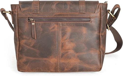 Vista 4 de Bolso bandolera de cuero genuino para hombres, bolsos cruzados para negocios de trabajo, Marrón