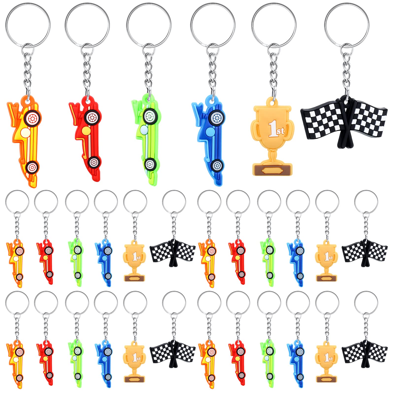 Kigeli 36 Pcs Race Car Keychain Party Favors Key Ring Decoration Silicone Keychain Reusable Race Car Birthday Party Supplies for Bridal Shower Goodie Bag Fillers Ornaments, Silicone