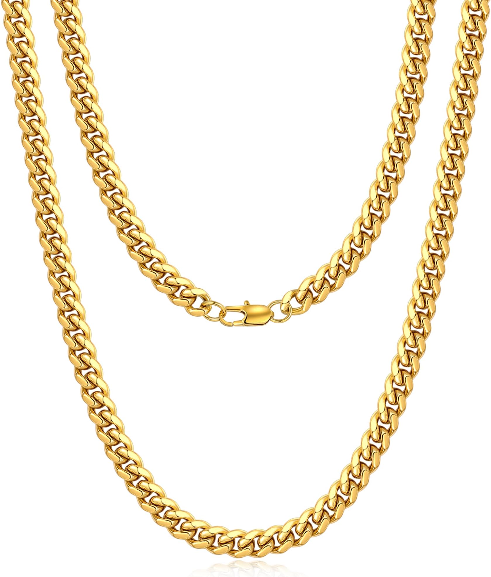 Cuban Link Chain for Men, Silver/Gold Chain for Men Women, 4mm/6mm/10mm Mens Necklace, 18K Gold Plated/316L Stainless Steel Mens Chains Necklaces 18 20 22 24 26 30 Inch