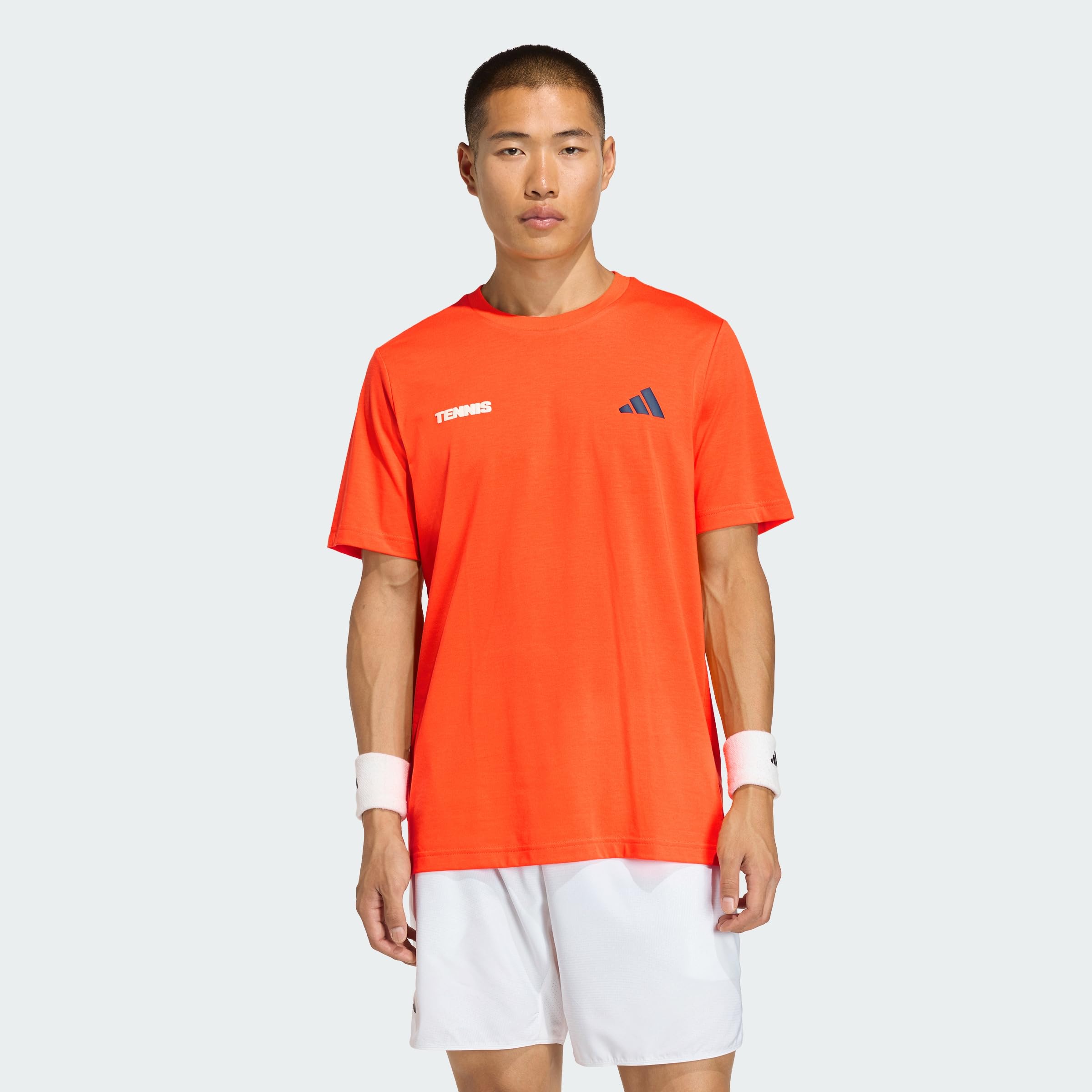 adidas Men's Tennis HOT Egg Graphic T-Shirt, Pure Orange, M