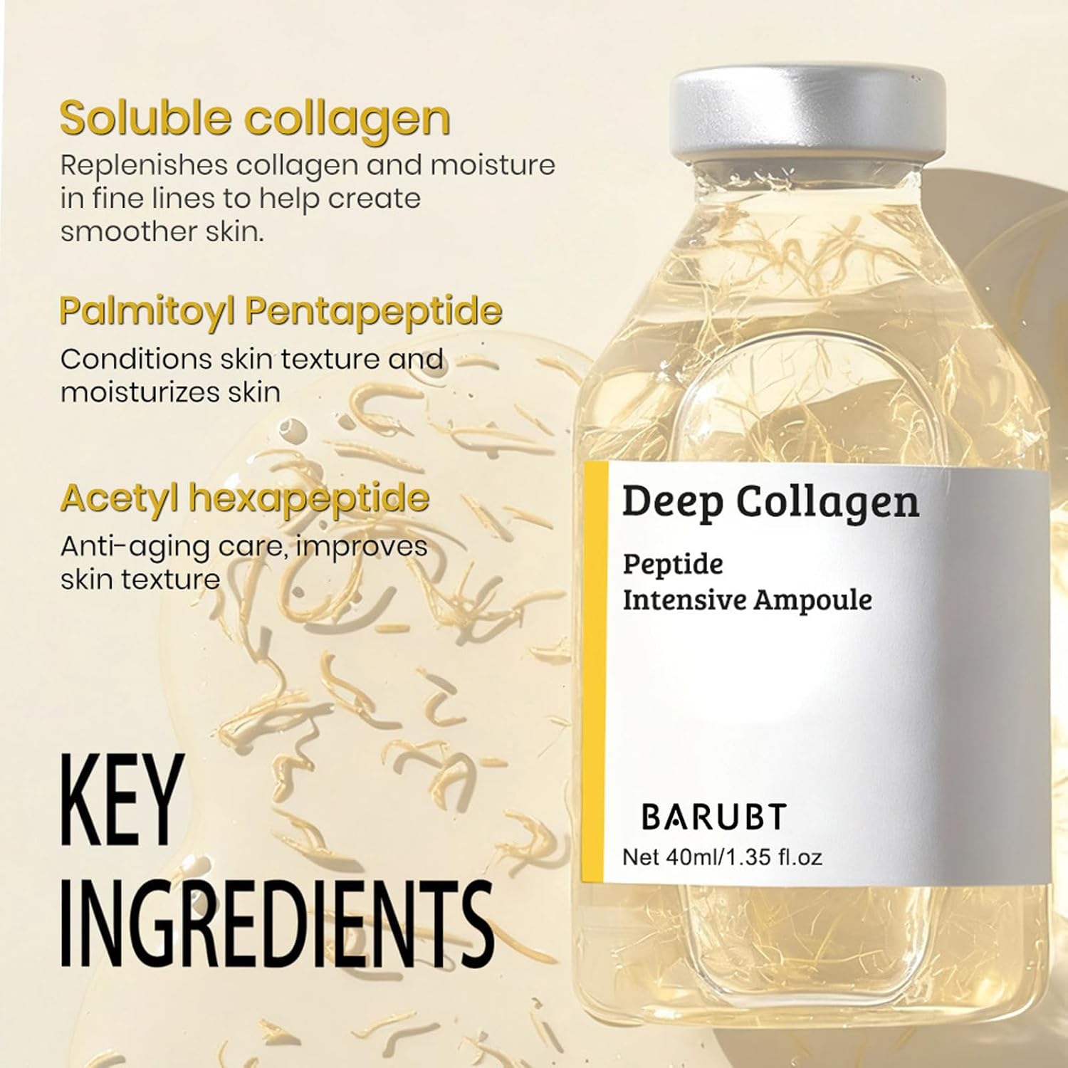 Silk Peptide Intensive Lifting Ampoule, Korean Anti-Aging Serum for Face with Collagen & 30 Peptide Complex, Skincare Serum for Smoother, Glowing Skin (40ml) - Image 5