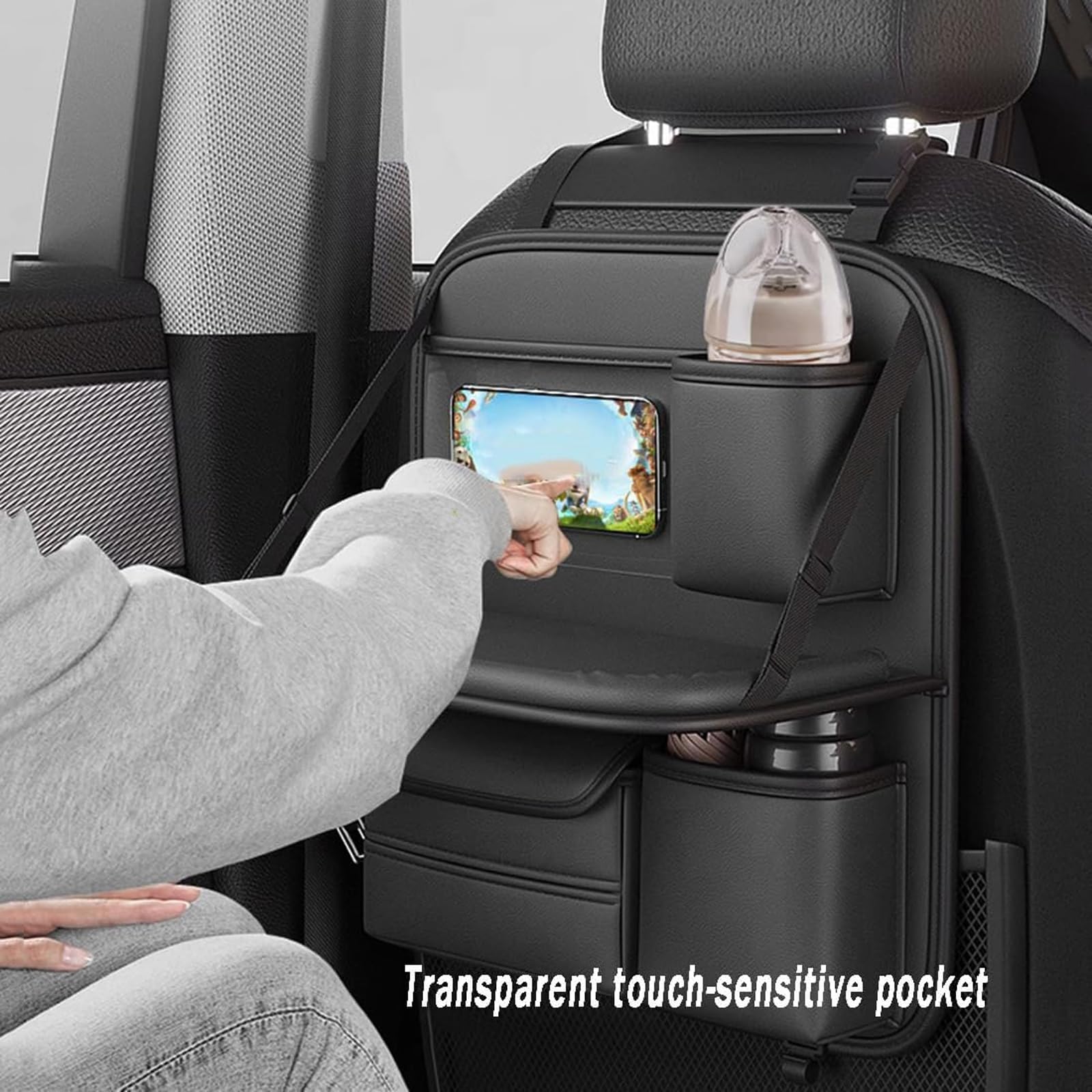 Generico Organizer Sedile Posteriore Auto per Forthing Yacht DFSK Forthing 4 U-Tour 2022-2025, Universale Pelle Organizzatore con Vassoio Pieghevole, Viaggio Essenziale per Bambini Adulti