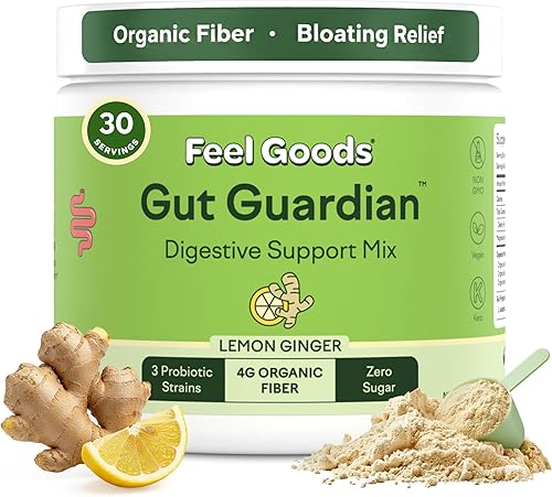Miniatura 11 de Feel Goods Gut Guardian, Mezcla de bebida en polvo para la salud digestiva, polvo de fibra probiótica con prebióticos y L glutamina para la salud