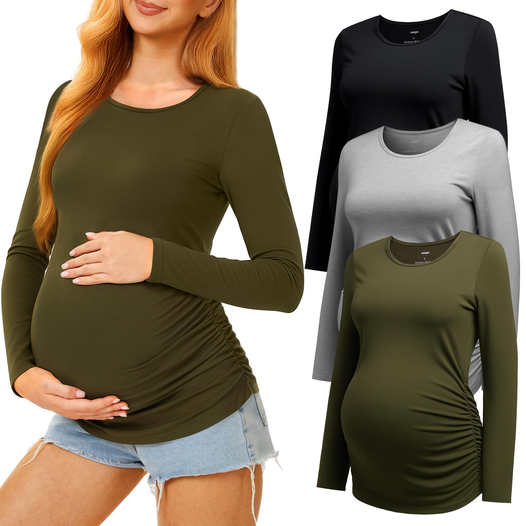 MIRAZEN 3-Pack Long Sleeve Maternity Shirts
