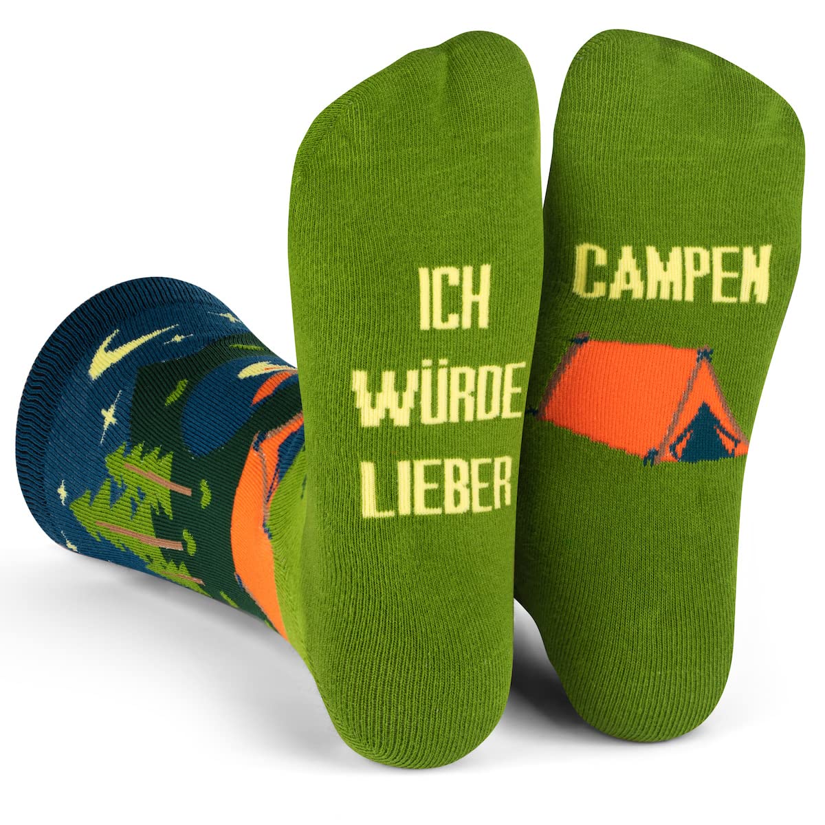 Lavley Ich Würde Lieber Ein Lustiges Socken Geschenke für Männer und Frauen - Campen/Grün