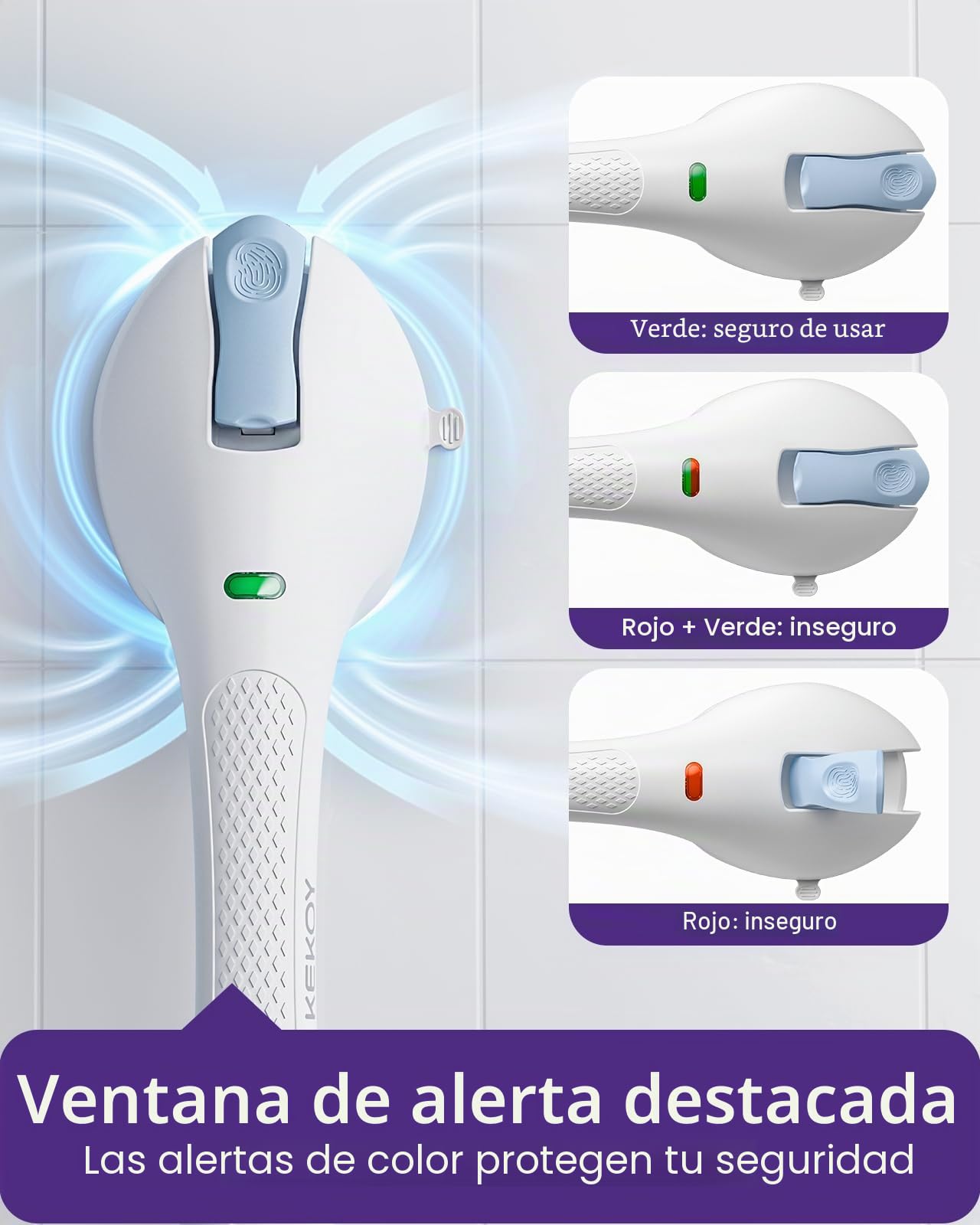 KEKOY Agarraderas Baño para Mayores con Indicador, Agarrador Ducha para Personas Mayores y con Discapacidades – Asidero de Ducha Seguro y Resistente, Sin Taladrar y Desmontable (Azul oscuro*2）