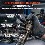 ANBOSON 10 Gants jetables Mil Black Nitrile, Mécanicien, Gants de travail de sécurité, Latex & Sans poudre, entièrement diamant texturé (Nitrile, noir de 100, X-Grand)