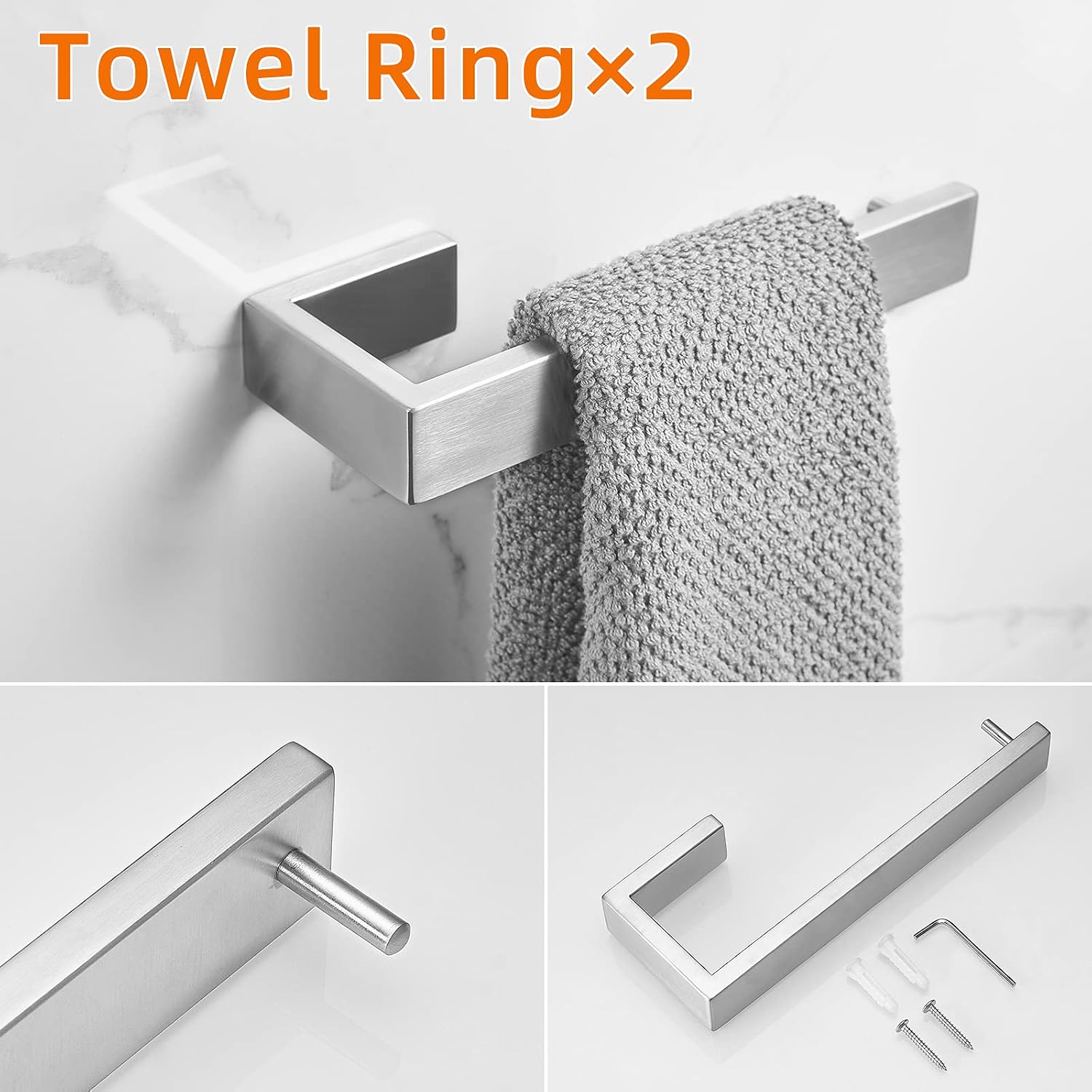 Fapully 8 Piece Bathroom Accessories Set Stainless Steel,Bathroom Hardware Set Brushed Nickel Wall Mounted