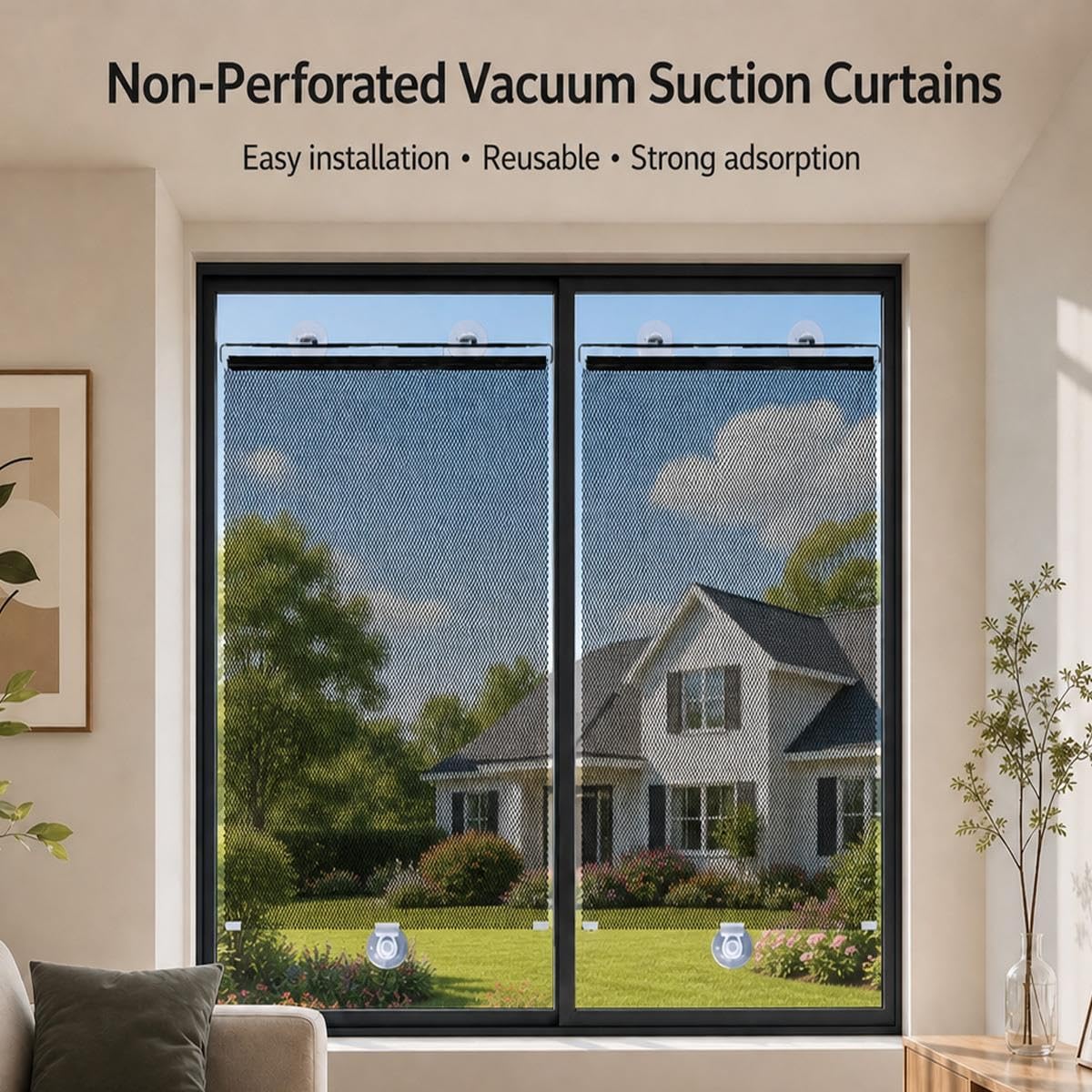 Genérico Portátiles Persiana Enrollable con Ventosa, Privacidad Estor Enrollable Termico Opaco Sin Taladrar, Fácil Instalación, Cortina Blackout Térmica Protección UV para Ventanas(55 W x135cm H)