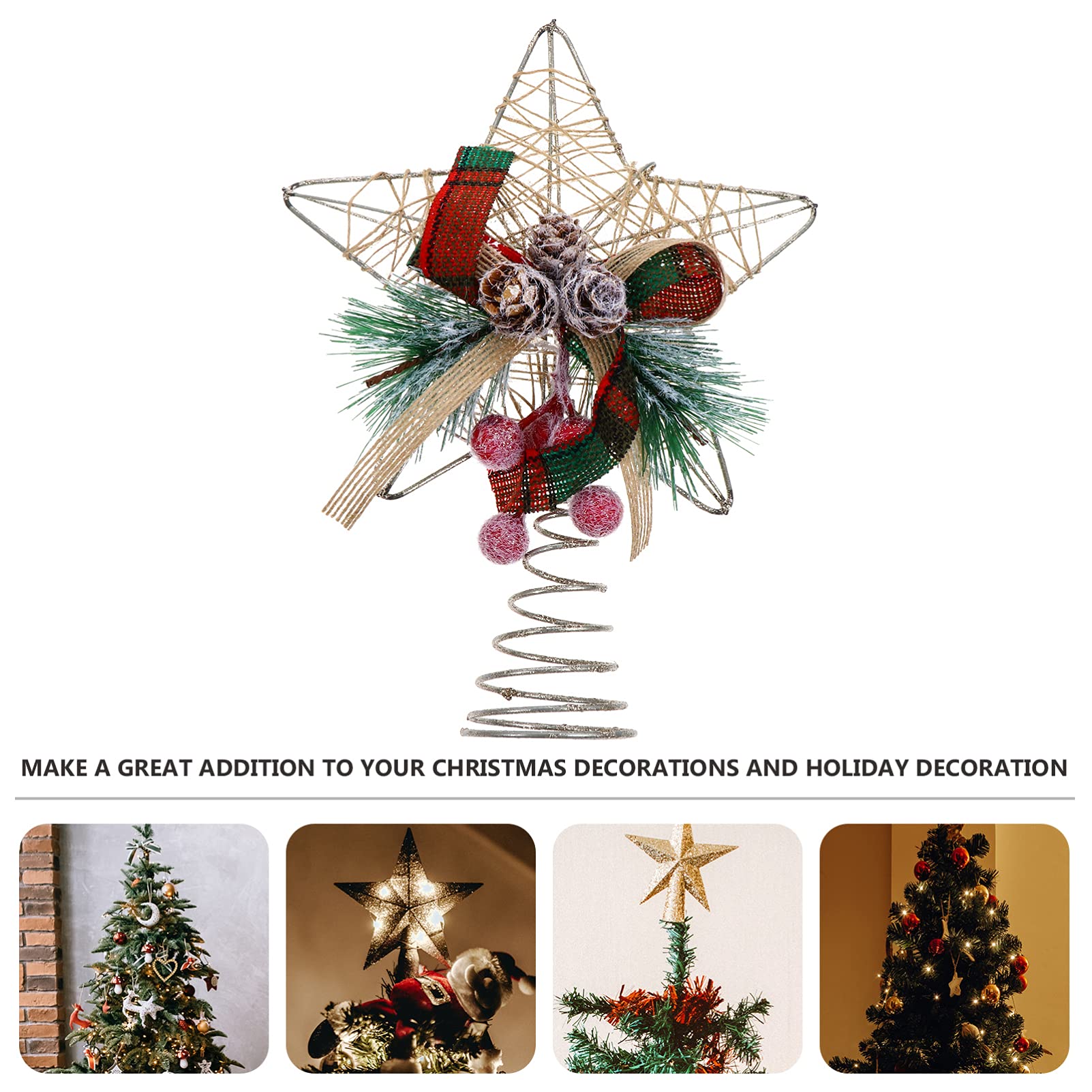5 Piezas Estrella Superior del Árbol De Navidad Topper De Árbol con Luces Oro Luces De Tira Llevadas Topper De Árbol De Navidad Rojo Hada Decoración Adviento Felpa País Planchar ABOOFAN