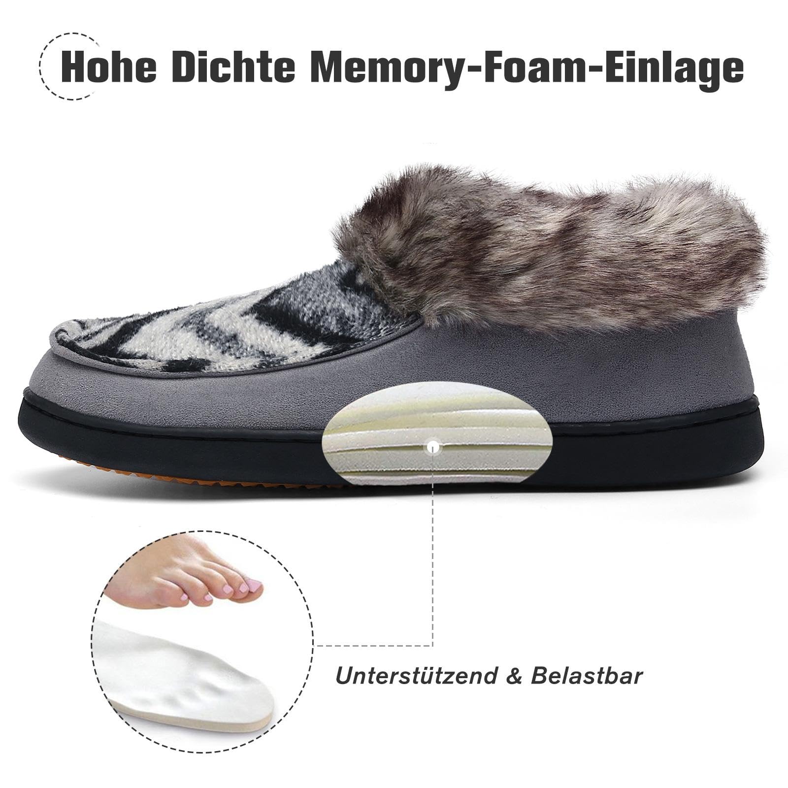 Mishansha Ciabatte Donna Invernali Peluche Pantofole Schiuma di Memoria Gr.36-43