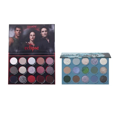 ColourPop Twilight Makeup Bundle - Twilight 15-Shade Matte & Metallic Eyeshadow (0.3 oz), Eclipse 15-Shade Matte, Metallic & Glitter Eye Makeup (0.63 oz), High-Pigment Long-Wear Looks