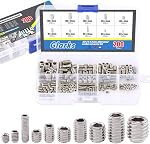 Glarks 200-Piece M3 4 5 6 8 Hex Allen Head Socket Set Screw Assortment Kit (304 Stainless Steel)