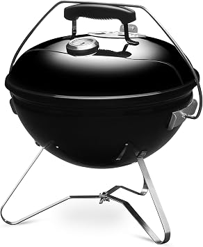 Weber 1121308 Smokey Joe Premium Barbecue Stove, 14.6-in. 37-cm Diameter, Camping, Bonfire Stand, For 4-6 People, Genuine Japanese Product, Includes Thermometer, Black