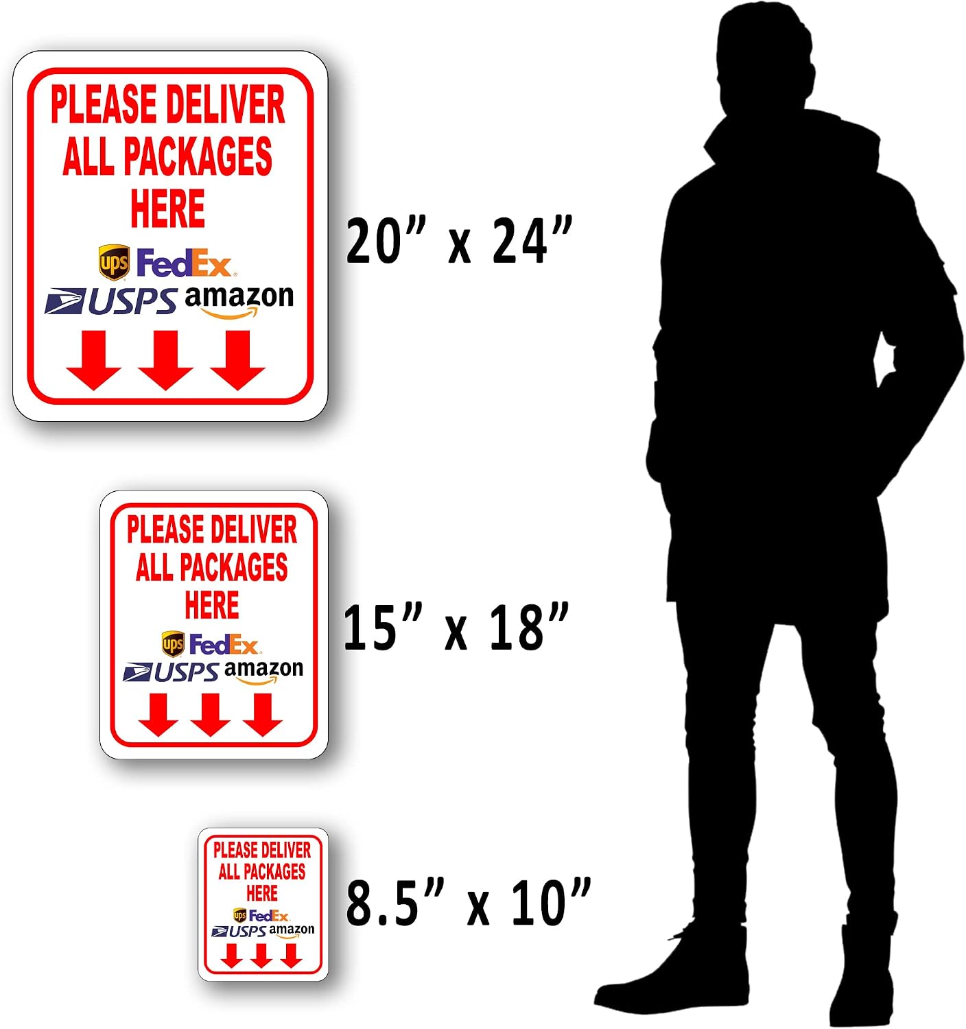 Please Deliver All Packages Here Arrows Delivery Sign for Delivery Driver - Delivery Instructions for My Packages from Amazon, FedEx, USPS, UPS, Indoor Outdoor Signs for Home, Office, Work, 8.5"x10"