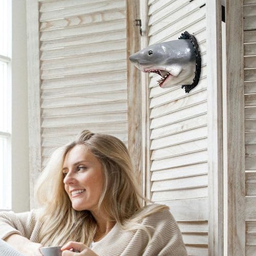 Miniatura 8 de Shark Head Wall Decoration, Wall Mounted Shark Head Decor, 3D Wall Mount Decor, Large Resin Shark Head for Living Room, Creative Wall Art Sculpture
