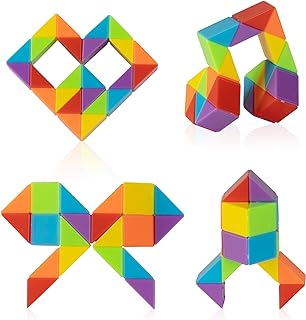 Ganowo Medium Snake Cube, 4 Pack Twist Puzzle Stress Relief Sensory Toys Stocking Stuffers Bulk Supplies Goodie Bags Fillers Fidget Toys for Anxiety Teens Kids