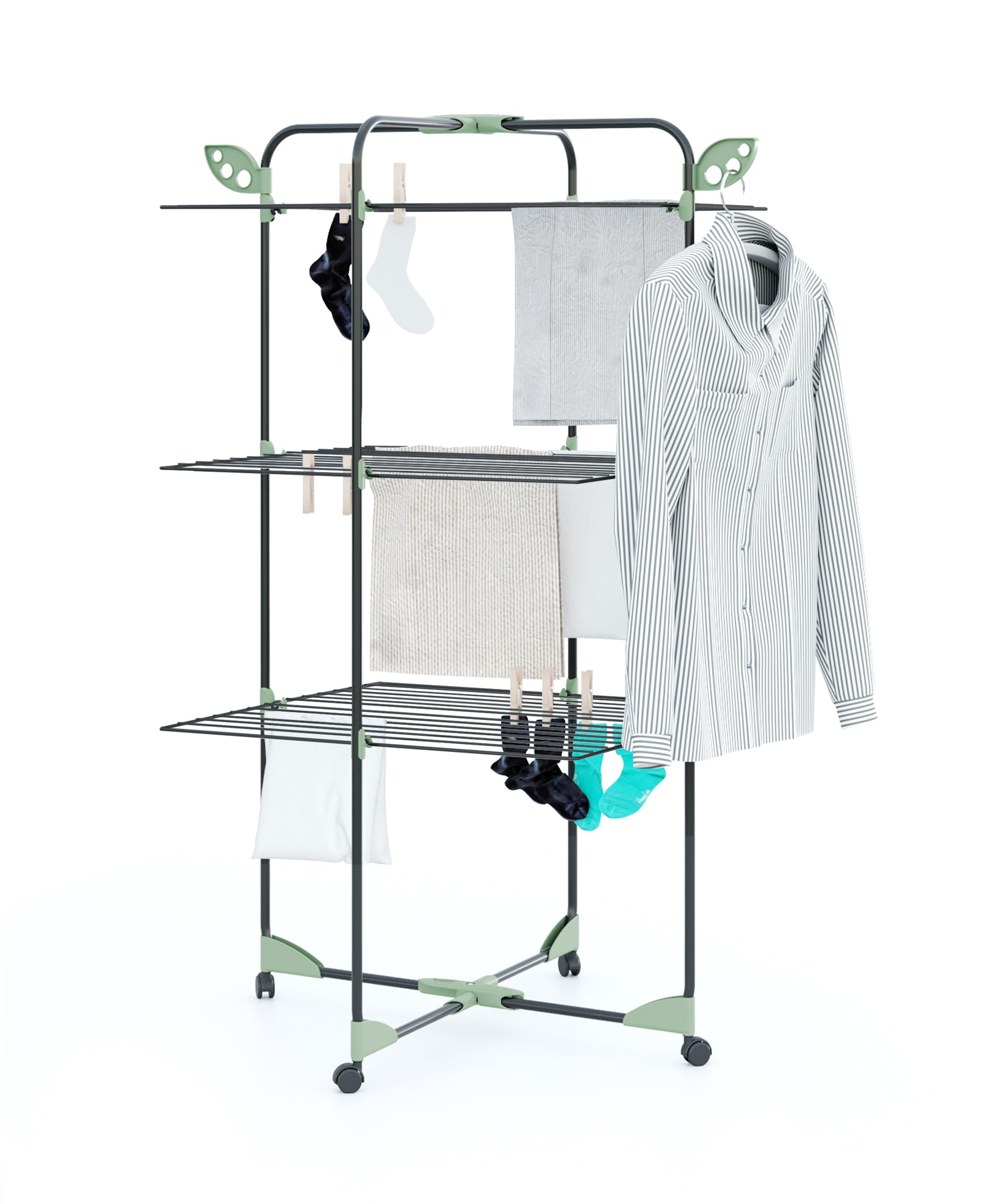 Colombo Alpina 30 - Séchoir à Linge Tour Modulable 30m - Étendoir sur Pied avec roulettes & Porte-Cintres - Structure Acier Antirouille, Pliable et Compact - Fabriqué en Italie - Capacité 11kg