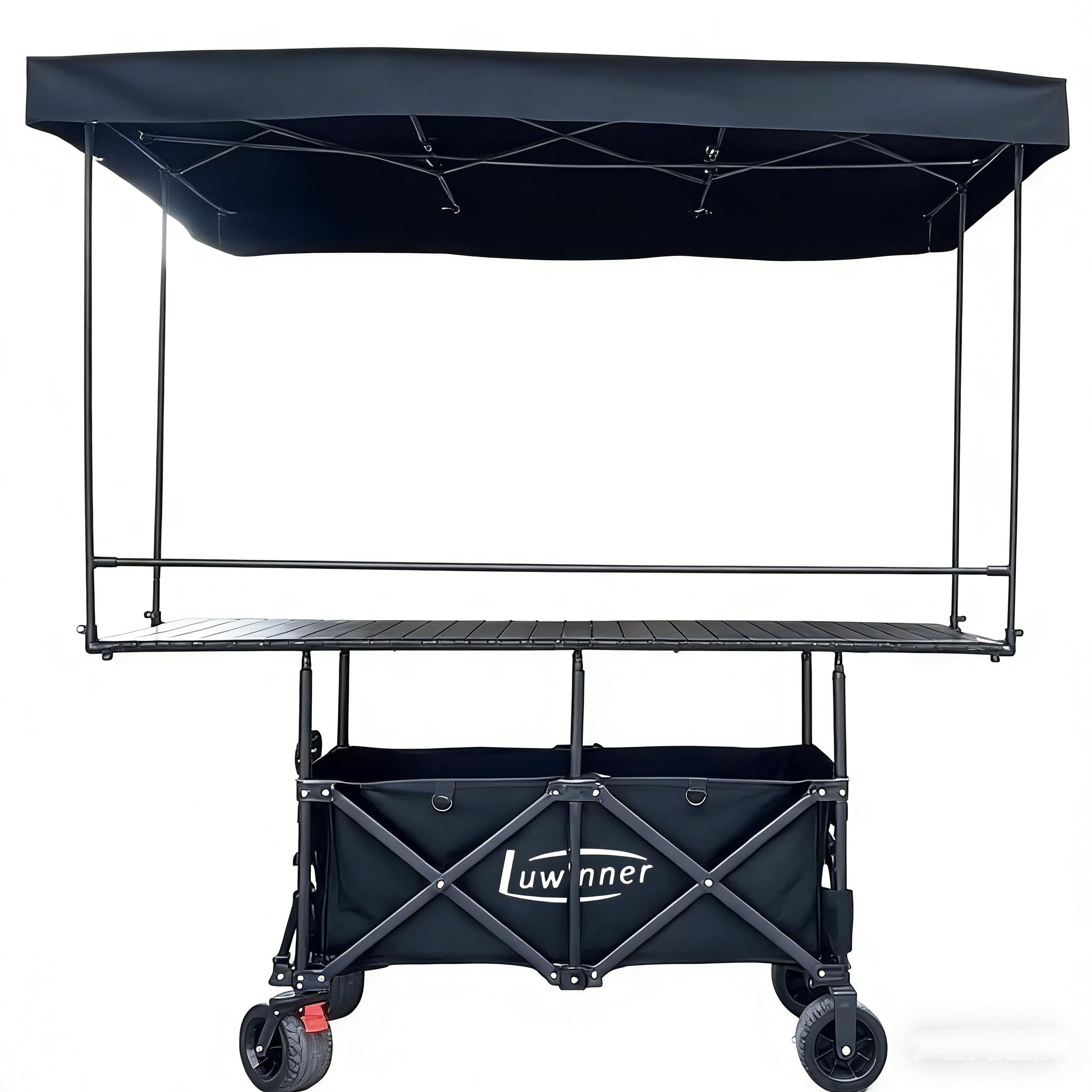 Collapsible Folding Wagon Heavy Duty Foldable Wagon Cart Grocery Portable Mobile Food Display Stand Vendor cart Outdoor Multifunctional Snack for Garden Beach Camping Sports Lightweight Utility (Size: