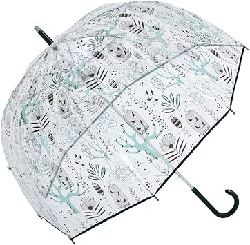 Amazon 肩がぬれにくい透明ジャンプ傘 65cm 8本骨 ビニール傘 おしゃれ ドーム型 バードケージ 北欧調 Lieben リーベン 長傘