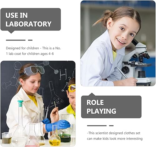 Miniatura 4 de Kisangel Abrigo de laboratorio para niños, juego de rol, juego de química, decorativo para proyectos escolares, disfraces, kits de ciencia