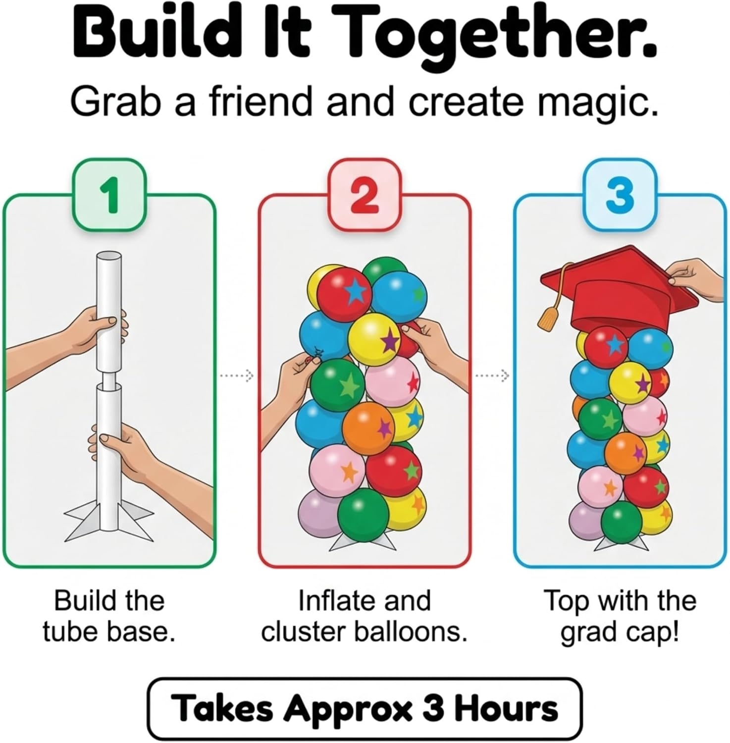 Grad Hats Balloon Columns Stage Prop Kit, Set of 2, Graduation Decorations, KG23AE3-M