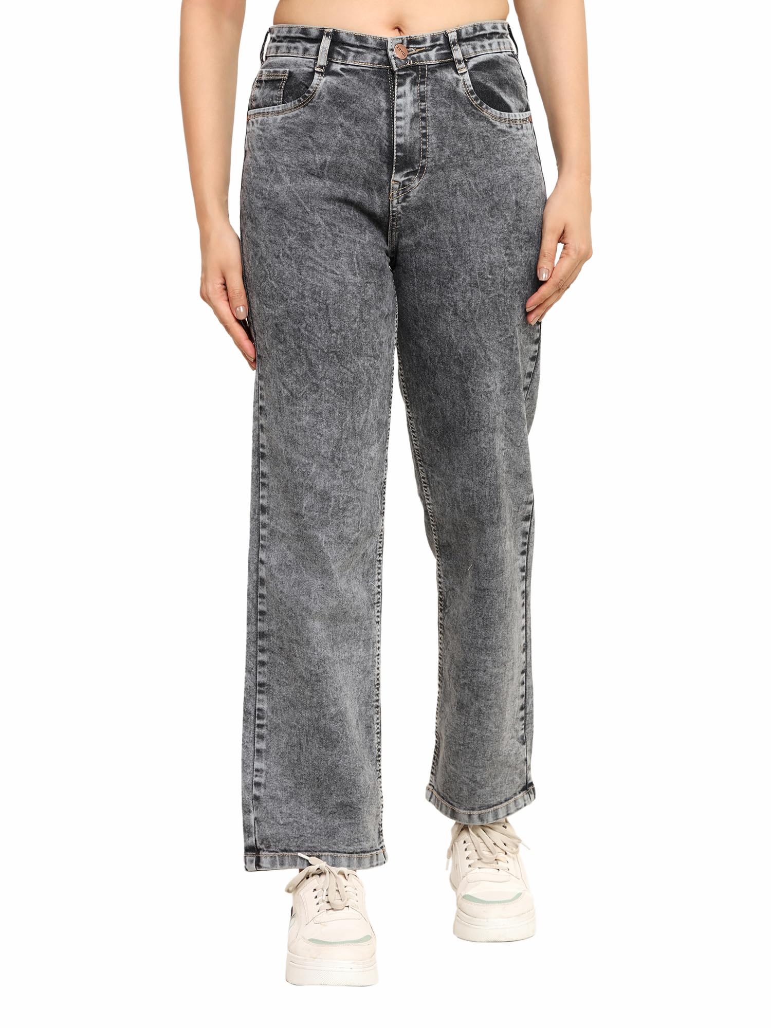 Women's Jeans I Denim Wide Leg Cloud Wash Stretchable Full-Length High Waist I Clean Solid Flared Fit Baggy Pant I Stylish and Comfortable I for Office Party Home Girls Women-image-42