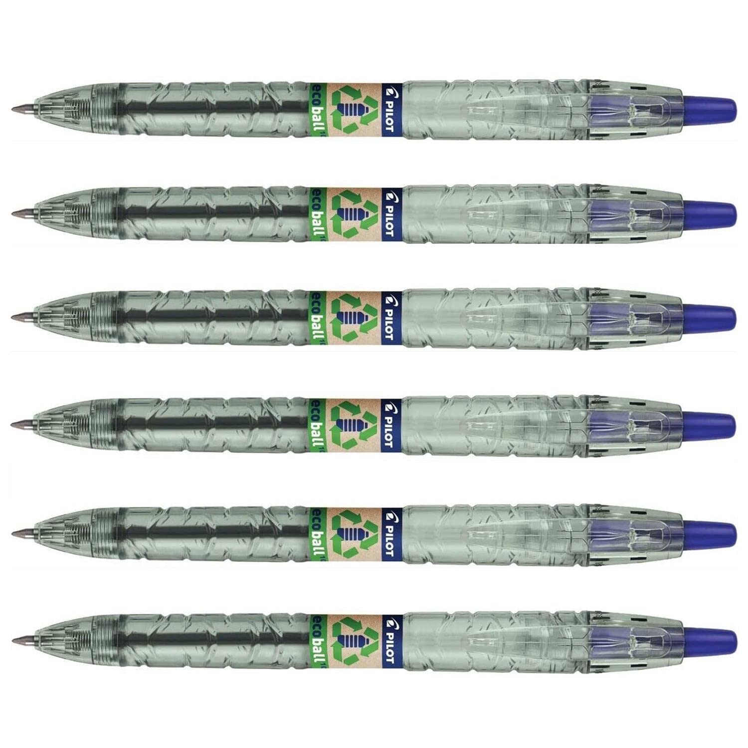 PILOT B2P Ecoball Begreen Refillable Ballpoint Pens Medium Tip Blue Pack of 6