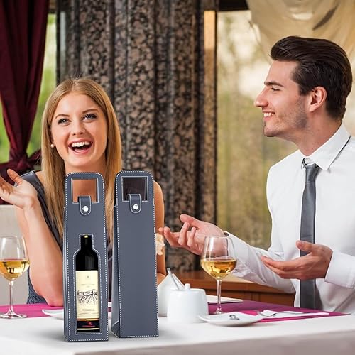 Miniatura 6 de RYDDOY Bolsa de regalo de vino, bolsa de cuero reutilizable, bolsa de regalo de cerveza champán para cumpleaños, boda, fiesta de picnic, regalos de