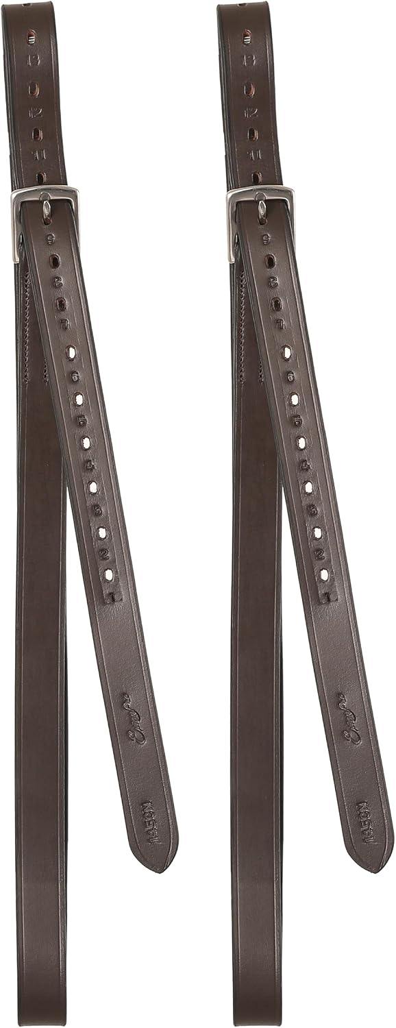 Exion Pre-Stretched Leather Stirrup Leathers for English Saddles– Non-Stretch Stirrups for Saddle 48” / 54” / 58" / 62 | 18 Holes for Precise Adjustment– Stainless Steel Buckles– Pair