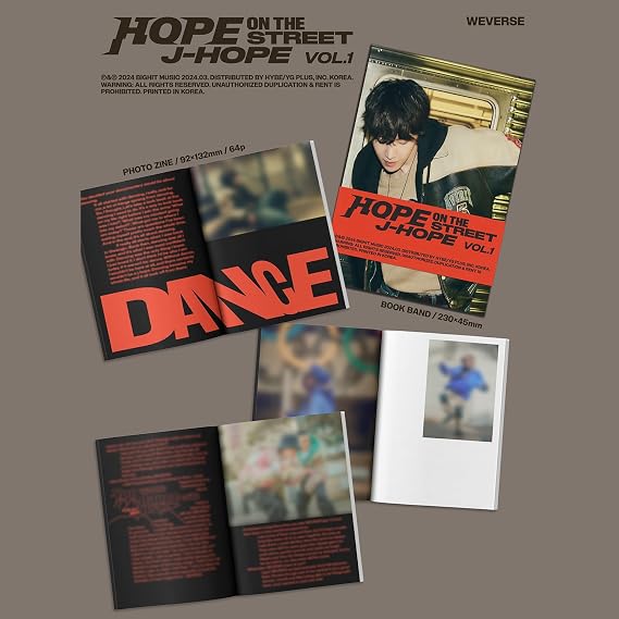 HYBE Ent. j-hope - [HOPE ON THE STREET VOL.1] (Weverse Albums Ver.) Photo Zine + Postcard + Sticker + Lyric Book + Book Band + QR Card + User Guide + 2 Extra Photocards
